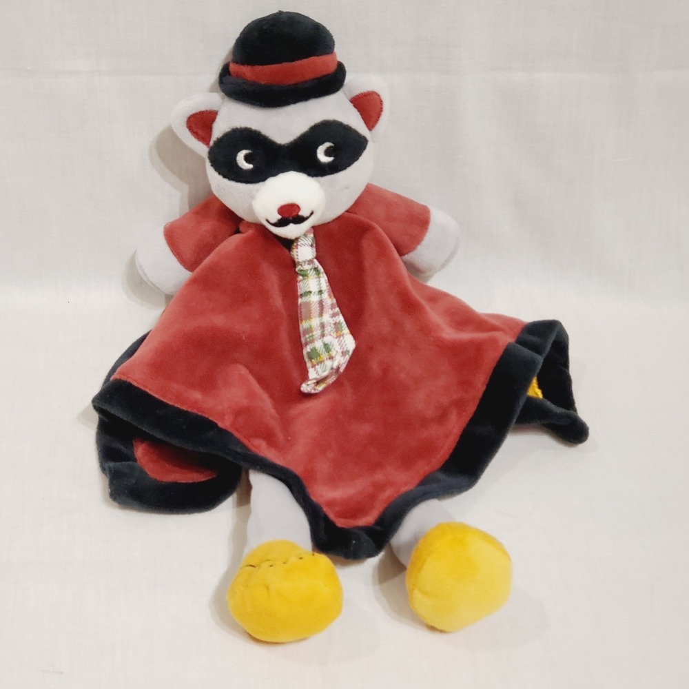 Baby Starters Mustache Bandit Raccoon Infant Lovey Security Red‎ Blanket Rattle